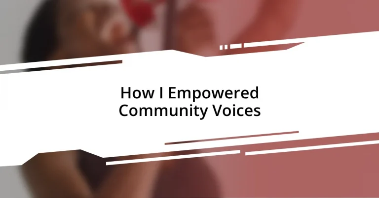 How I Empowered Community Voices