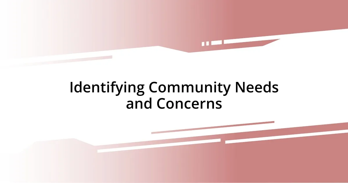 Identifying Community Needs and Concerns