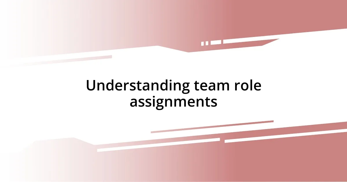 Understanding team role assignments