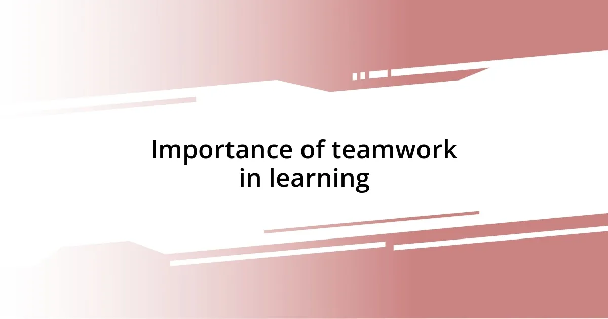 Importance of teamwork in learning